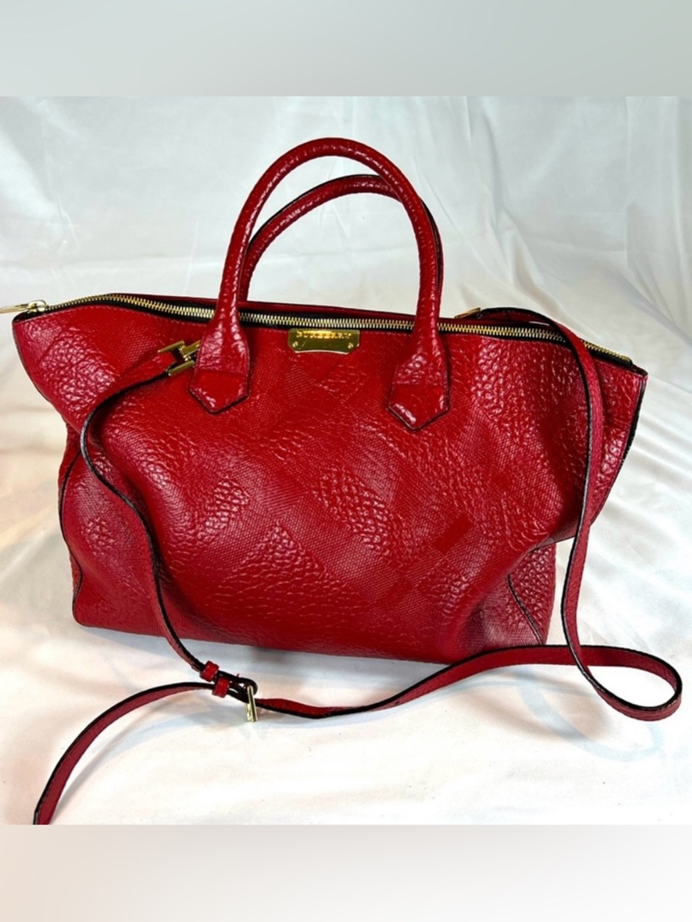 Burberry Medium Red Leather Dewsbury Tote